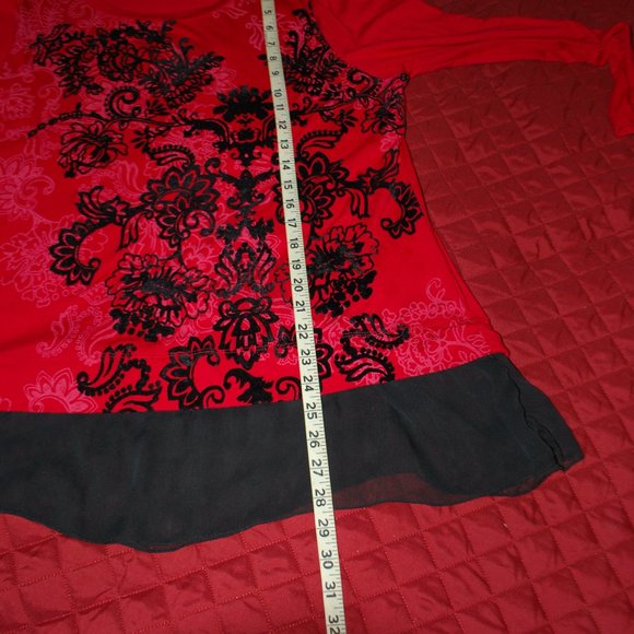 3/$30 - Pretty Red & Black Top - XL - Picture 7 of 9